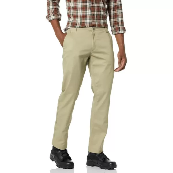 Amazon Essentials Mens Stain amp Wrinkle Resistant StraightFit Stretch Work PantKhaki Brown