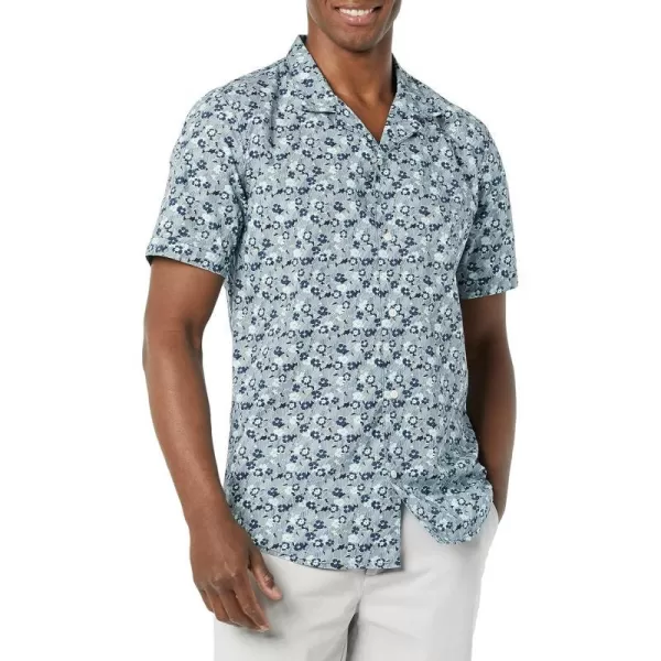 Amazon Essentials Mens StandardFit Vacation ShirtBlue Floral