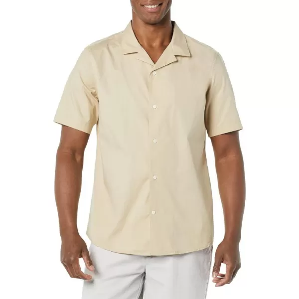 Amazon Essentials Mens StandardFit Vacation ShirtKhaki Brown