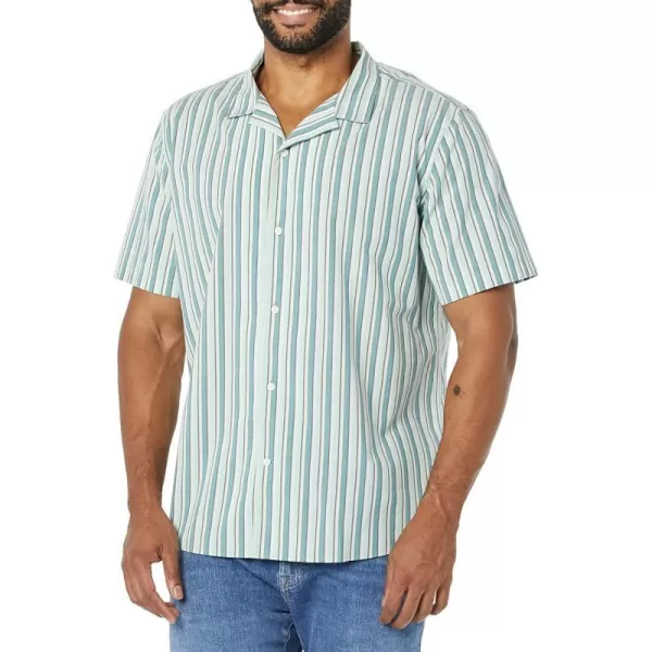 Amazon Essentials Mens StandardFit Vacation ShirtLight Blue Stripe