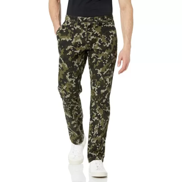 Amazon Essentials Mens StraightFit Casual Stretch Khaki PantOlive Geo Camo