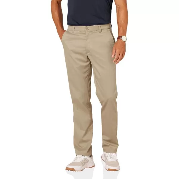 Amazon Essentials Mens StraightFit Stretch Golf PantRecycled Polyester Blend Khaki Brown