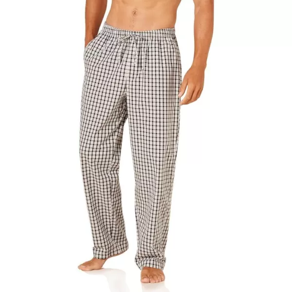 Amazon Essentials Mens StraightFit Woven Pajama PantBlackGrey Plaid