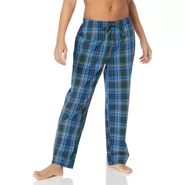 Amazon Essentials Mens StraightFit Woven Pajama PantBlue Green Large Plaid