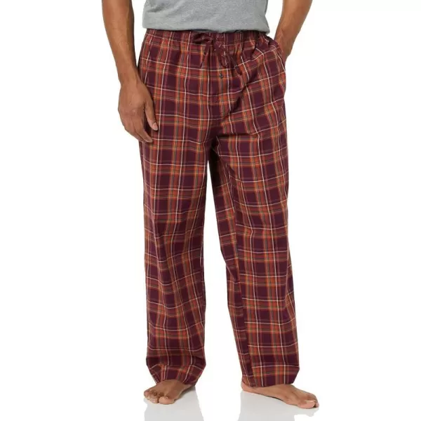 Amazon Essentials Mens StraightFit Woven Pajama PantBurgundy Mix Plaid