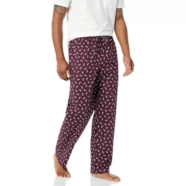 Amazon Essentials Mens StraightFit Woven Pajama PantBurgundy Puffin