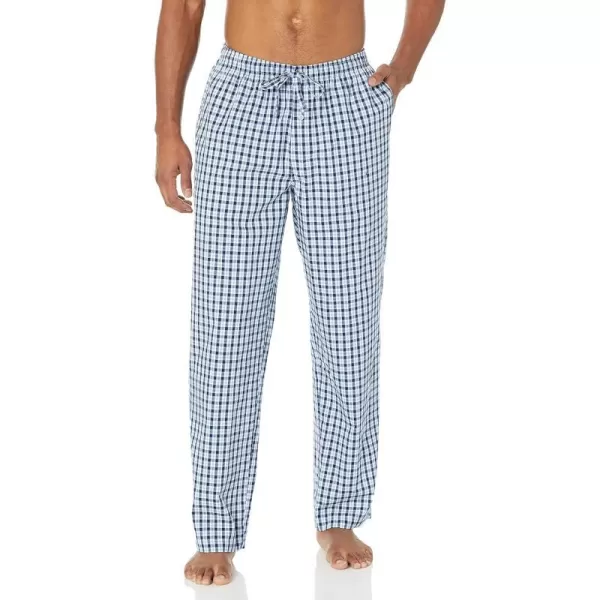 Amazon Essentials Mens StraightFit Woven Pajama PantLight Blue Navy Plaid