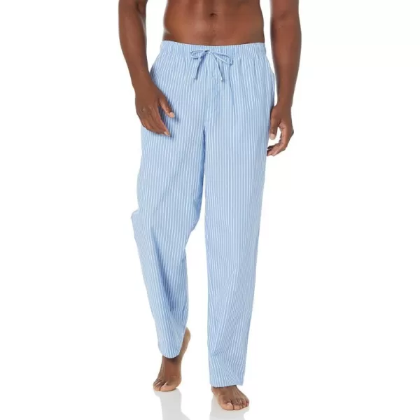 Amazon Essentials Mens StraightFit Woven Pajama PantLight Blue Stripe