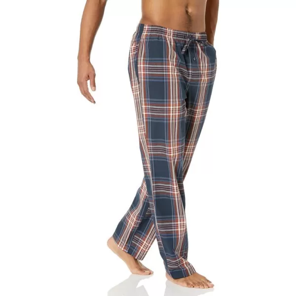 Amazon Essentials Mens StraightFit Woven Pajama PantNavy Large Plaid