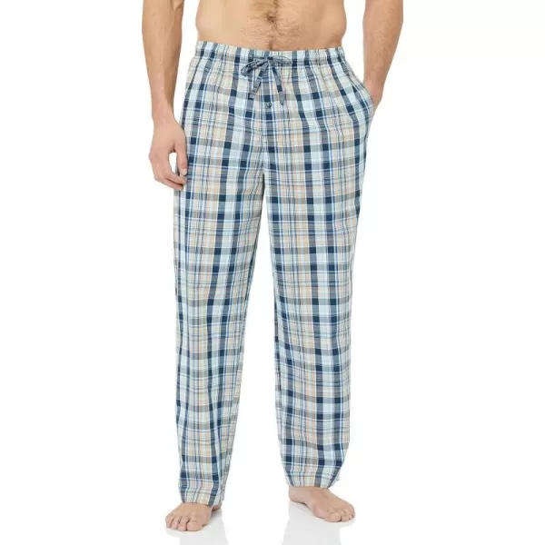 Amazon Essentials Mens StraightFit Woven Pajama PantTaupeNavy Madras