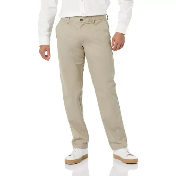 Amazon Essentials Mens StraightFit WrinkleResistant FlatFront Chino PantKhaki Brown