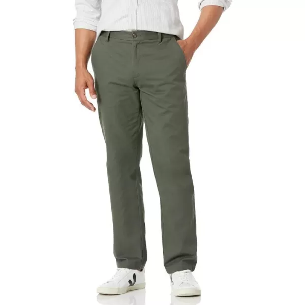 Amazon Essentials Mens StraightFit WrinkleResistant FlatFront Chino PantOlive