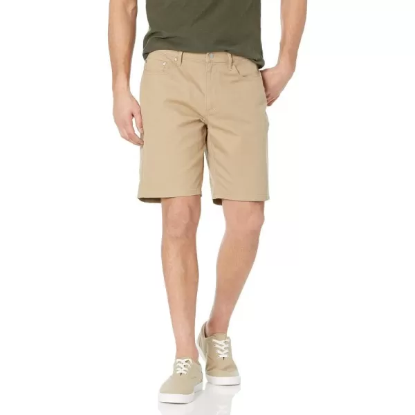 Amazon Essentials Mens Straightfit 9 Inseam Stretch 5Pocket ShortKhaki Brown