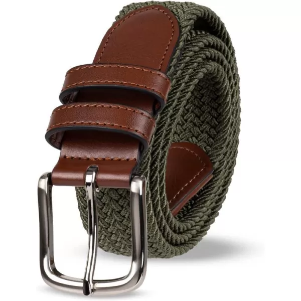 Amazon Essentials Mens Stretch Woven Braid BeltDark Olive