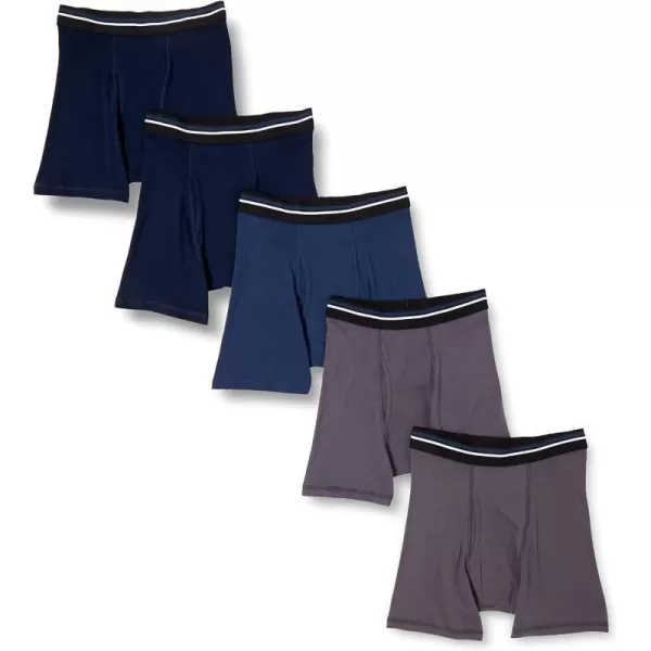 Amazon Essentials Mens TagFree Boxer Briefs Pack of 5CharcoalDark BlueDark Navy