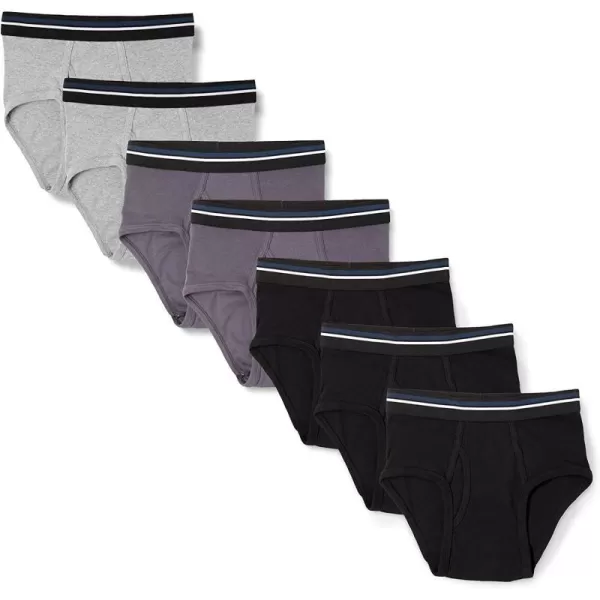 Amazon Essentials Mens TagFree Cotton Briefs Pack of 7BlackCharcoalGrey Heather