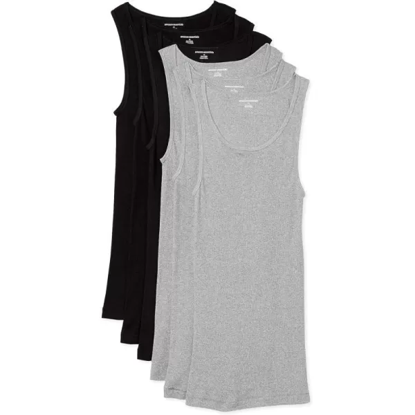 Amazon Essentials Mens Tank Undershirts Pack of 6BlackGrey Heather