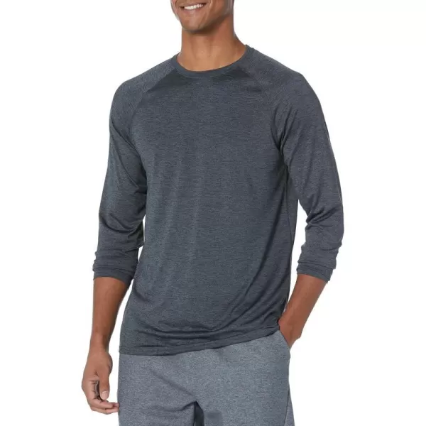 Amazon Essentials Mens Tech Stretch LongSleeve TShirt Available in BigampTallBlack Space Dye