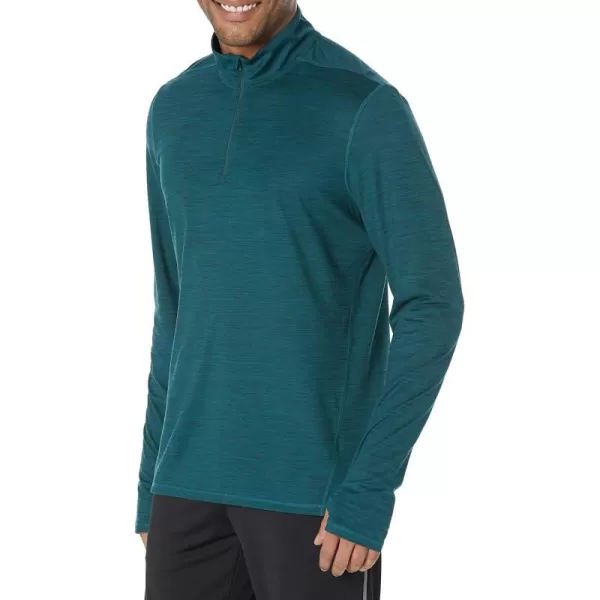 Amazon Essentials Mens Tech Stretch QuarterZip ShirtDark Green Space Dye