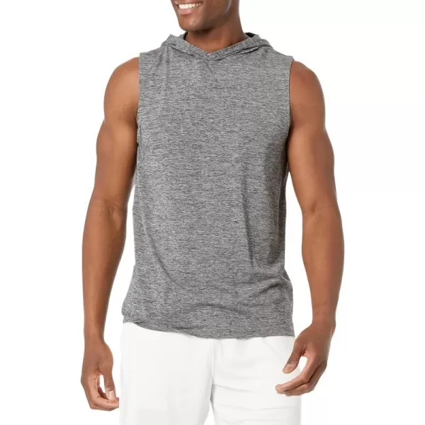 Amazon Essentials Mens Tech Stretch Sleeveless HoodieBlack Space Dye