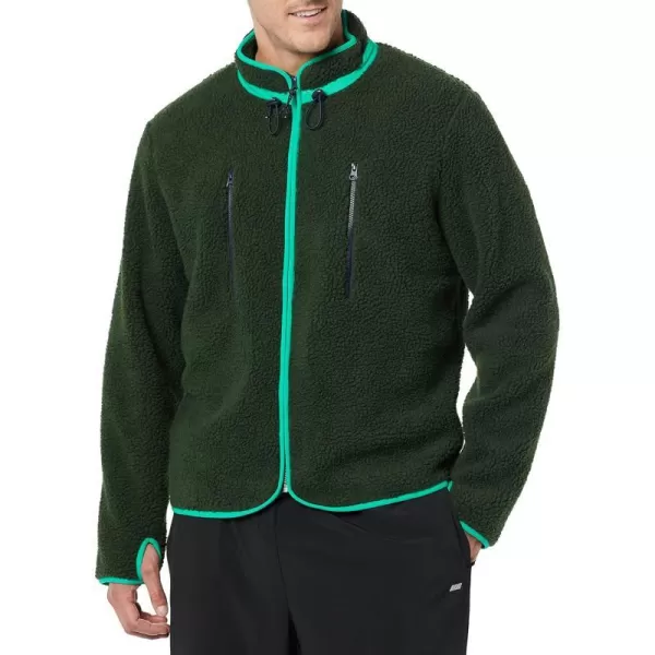 Amazon Essentials Mens Teddy Fleece FullZip JacketDark Green