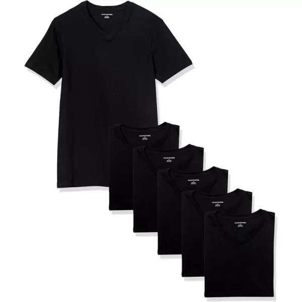 Amazon Essentials Mens VNeck Undershirt Pack of 6Black