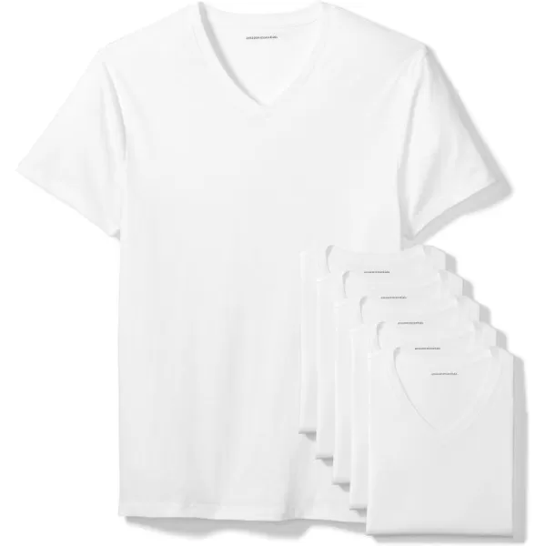 Amazon Essentials Mens VNeck Undershirt Pack of 6White