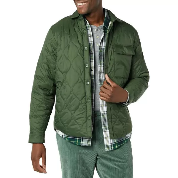 Amazon Essentials Mens WaterResistant Sherpa Lined Quilted Shirt JacketOlive