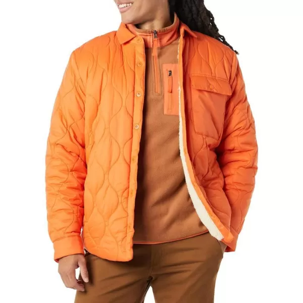 Amazon Essentials Mens WaterResistant Sherpa Lined Quilted Shirt JacketOrange