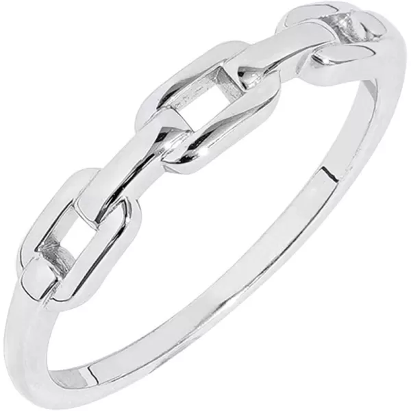 Amazon Essentials Plated Sterling Silver Chain Link Accent RingRhodium 10