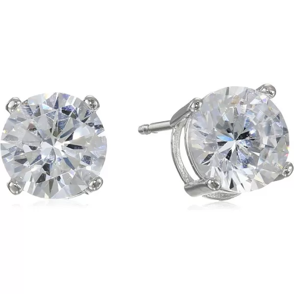 Amazon Essentials Plated Sterling Silver Cubic Zirconia Stud Earrings Round amp PrincessWhitePlatinum 5 mm Round Cut