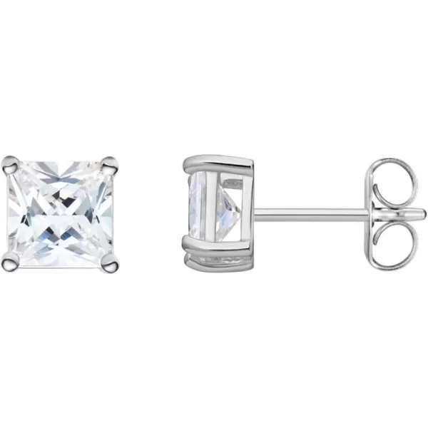 Amazon Essentials Plated Sterling Silver Cubic Zirconia Stud Earrings Round amp PrincessWhitePlatinum 55 mm Princess Cut