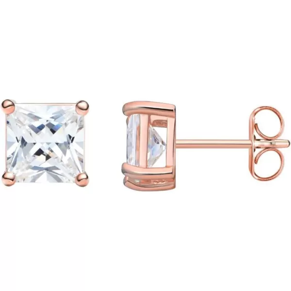 White/Rose Gold 6.5 mm Princess Cut