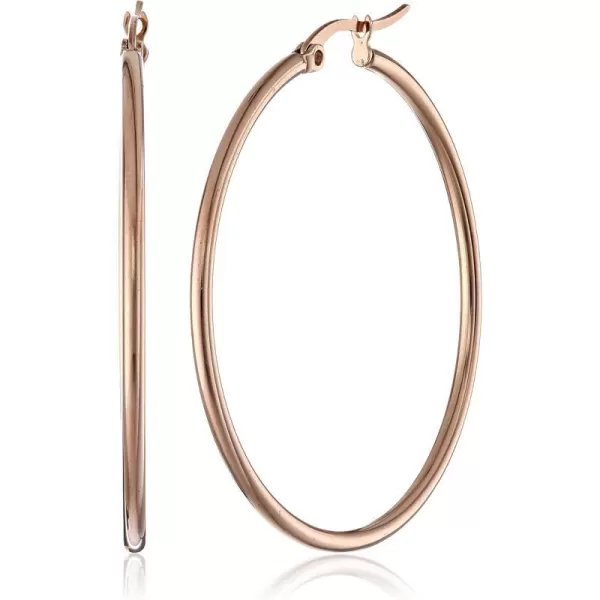 Amazon Essentials Stainless Steel Rounded Tube Hoop Earrings 50mmRose Gold 40 mm