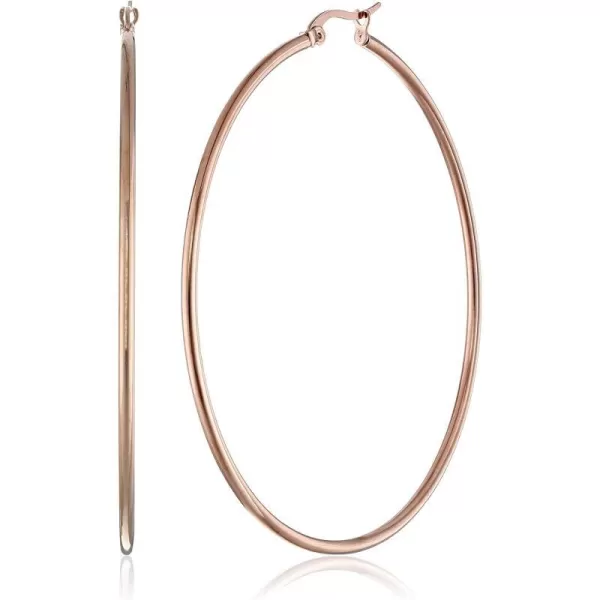 Amazon Essentials Stainless Steel Rounded Tube Hoop Earrings 50mmRose Gold 60 mm