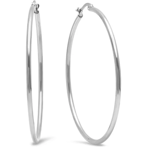 Amazon Essentials Stainless Steel Rounded Tube Hoop Earrings 50mmStainless Steel 51 mm