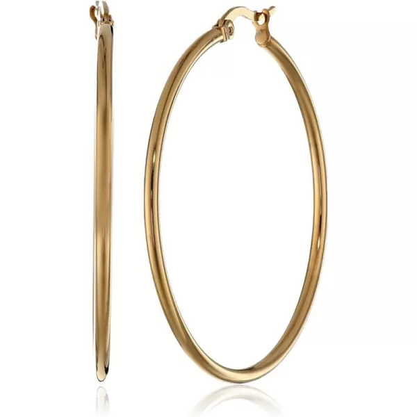 Amazon Essentials Stainless Steel Rounded Tube Hoop Earrings 50mmYellow Gold 40 mm