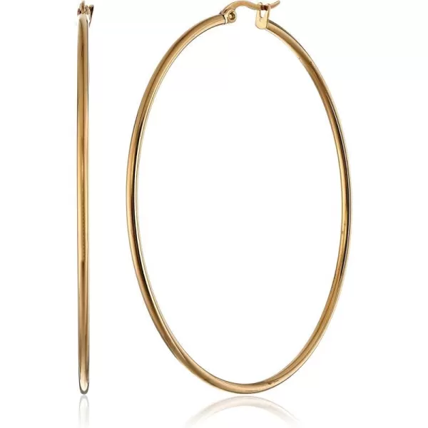 Amazon Essentials Stainless Steel Rounded Tube Hoop Earrings 50mmYellow Gold 60 mm