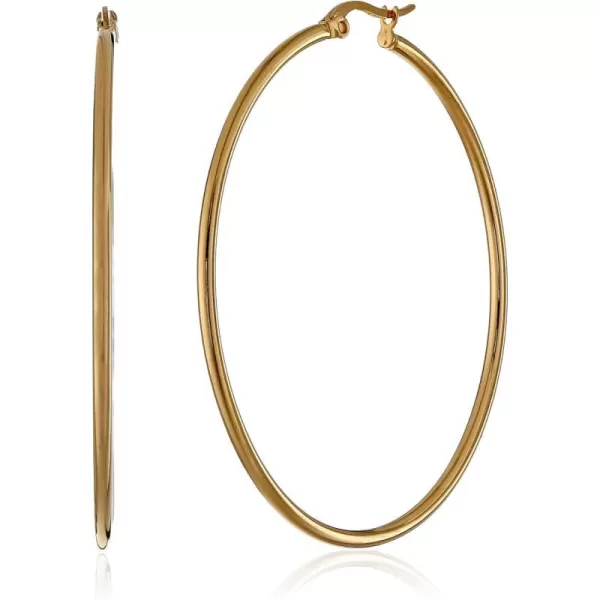 Amazon Essentials Stainless Steel Rounded Tube Hoop EarringsYellow Gold 50 mm