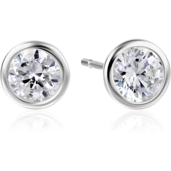 Amazon Essentials Sterling Silver AAA Cubic Zirconia Bezel Stud EarringsSilver 6 mm