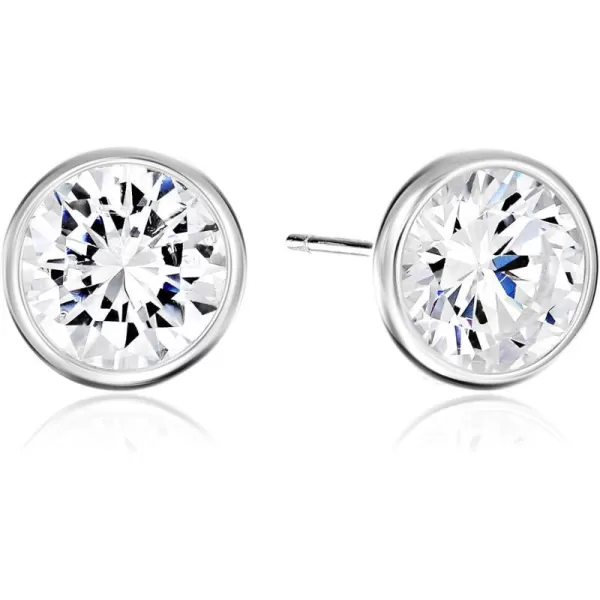 Amazon Essentials Sterling Silver AAA Cubic Zirconia Bezel Stud EarringsSilver 8 mm