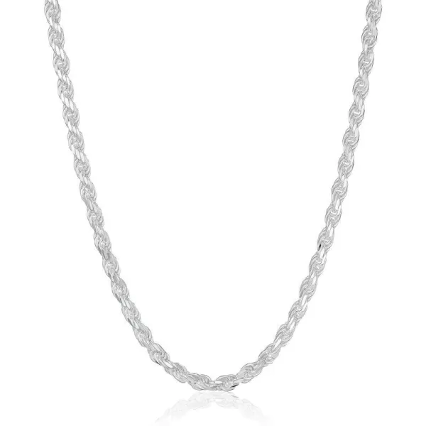 Amazon Essentials Sterling Silver Diamond Cut Rope Chain NecklaceSilver 24