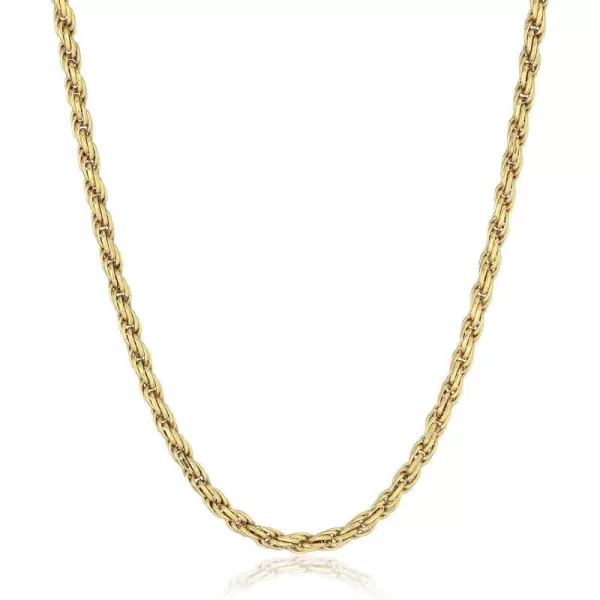 Amazon Essentials Sterling Silver Diamond Cut Rope Chain NecklaceYellow Gold 18