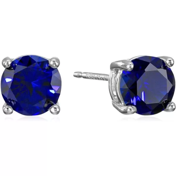 Amazon Essentials Sterling Silver Round Birthstone Stud EarringsCreated Blue Sapphire September