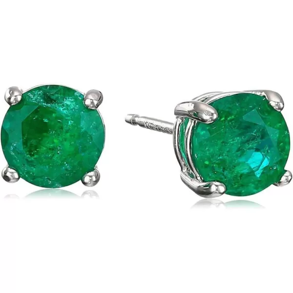 Amazon Essentials Sterling Silver Round Birthstone Stud EarringsCreated Emerald May