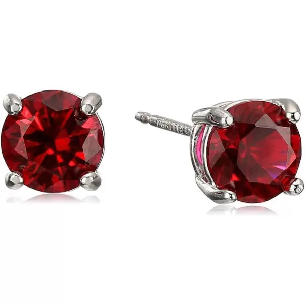 Amazon Essentials Sterling Silver Round Birthstone Stud EarringsCreated Ruby July