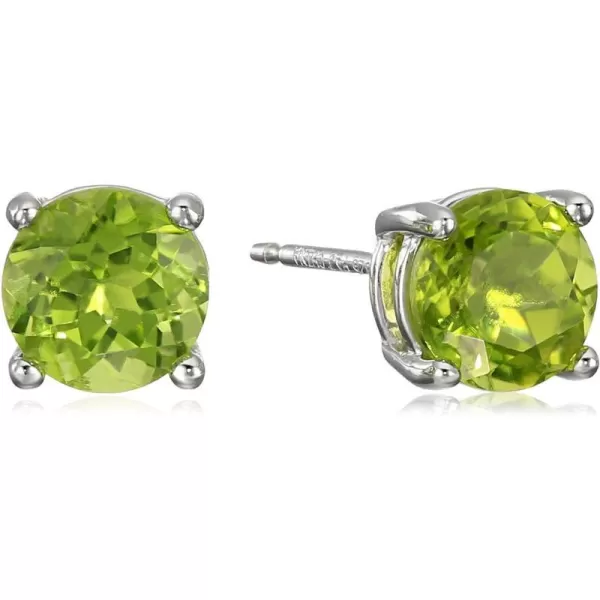 Amazon Essentials Sterling Silver Round Birthstone Stud EarringsGreen Peridot August