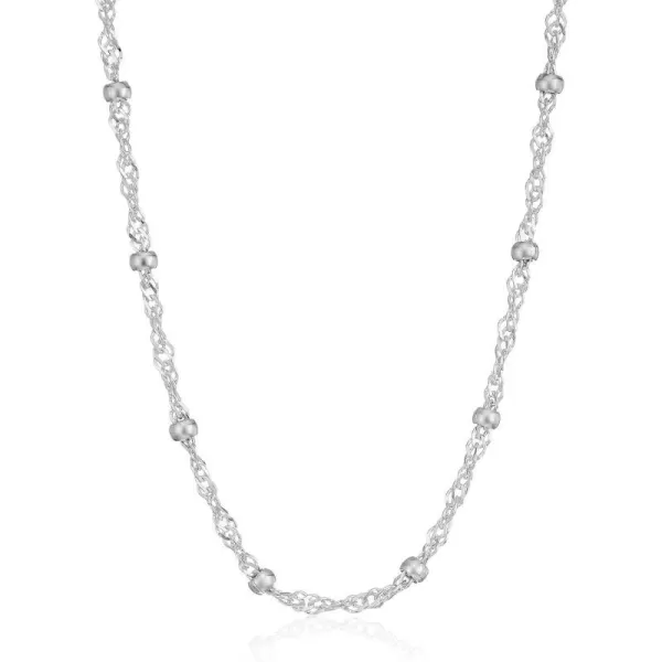 Amazon Essentials Sterling Silver Singapore Bead Chain Station NecklaceSilver 14