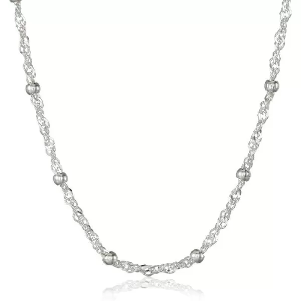 Amazon Essentials Sterling Silver Singapore Bead Chain Station NecklaceSilver 20