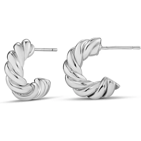 Amazon Essentials Sterling Silver Twisted Rope HoopSilver 15 mm